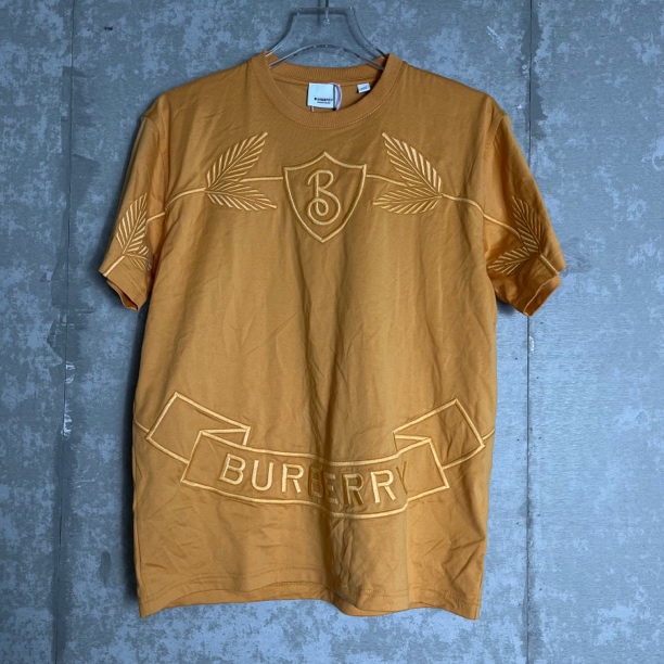 未使用 WE11 DONE burberry巴宝莉橙色刺绣麦穗logo短袖/11559