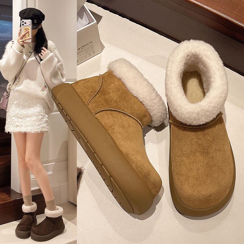 阿娇专属加绒勃肯雪地靴女冬季新款保暖加厚棉鞋外穿舒适毛毛鞋