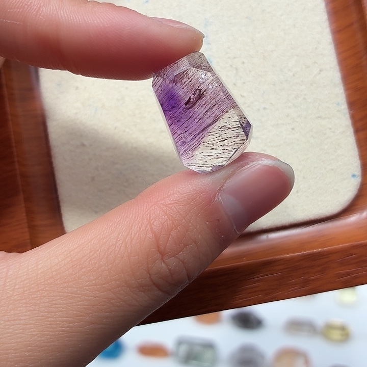 银S925镶嵌水晶珠宝半成品紫超七随型