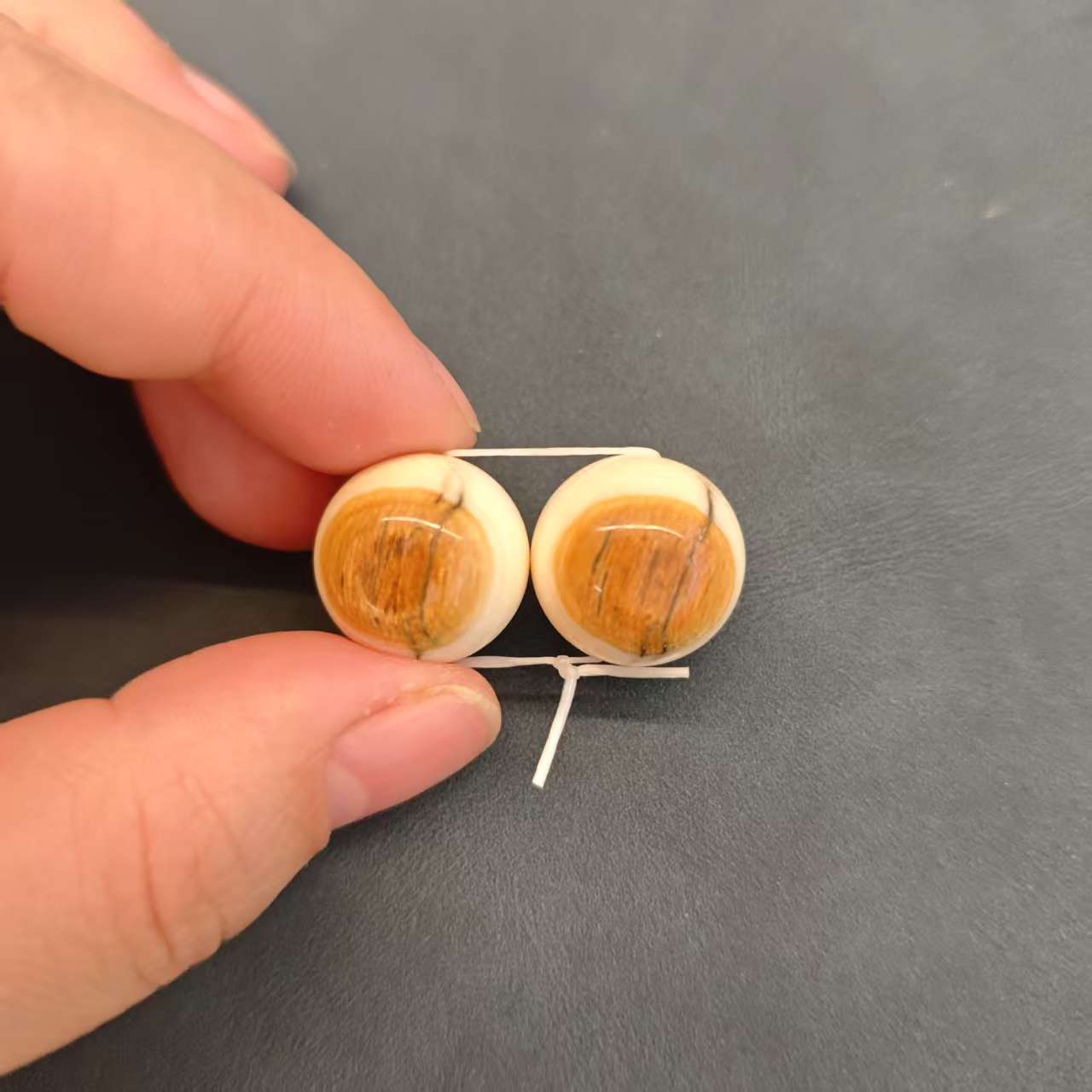 A00111 一对腰珠 猛犸牙工艺品