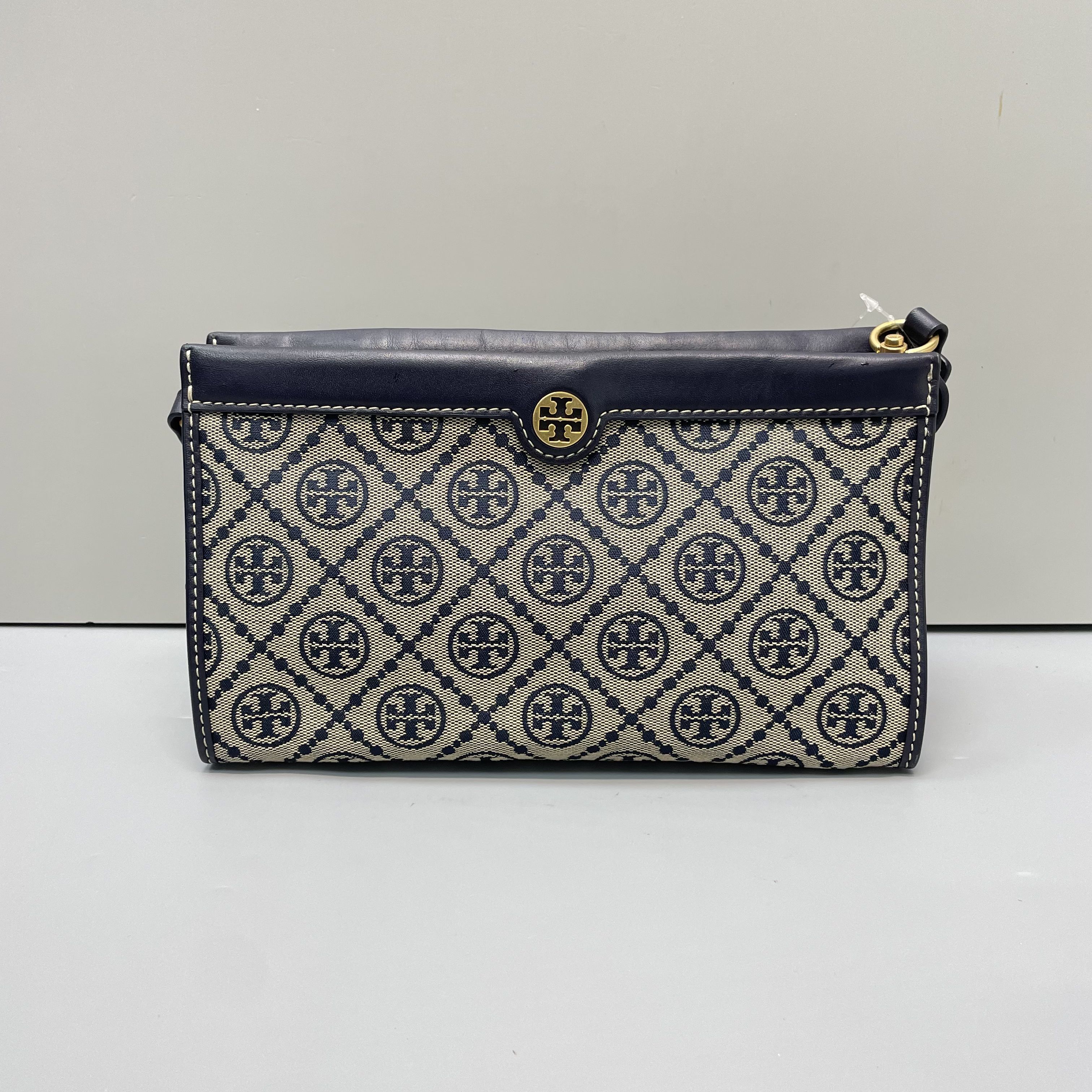 95新 TORY BURCH/汤丽柏琦 媚姐/织物老花腋下包23*14*6cmG010302