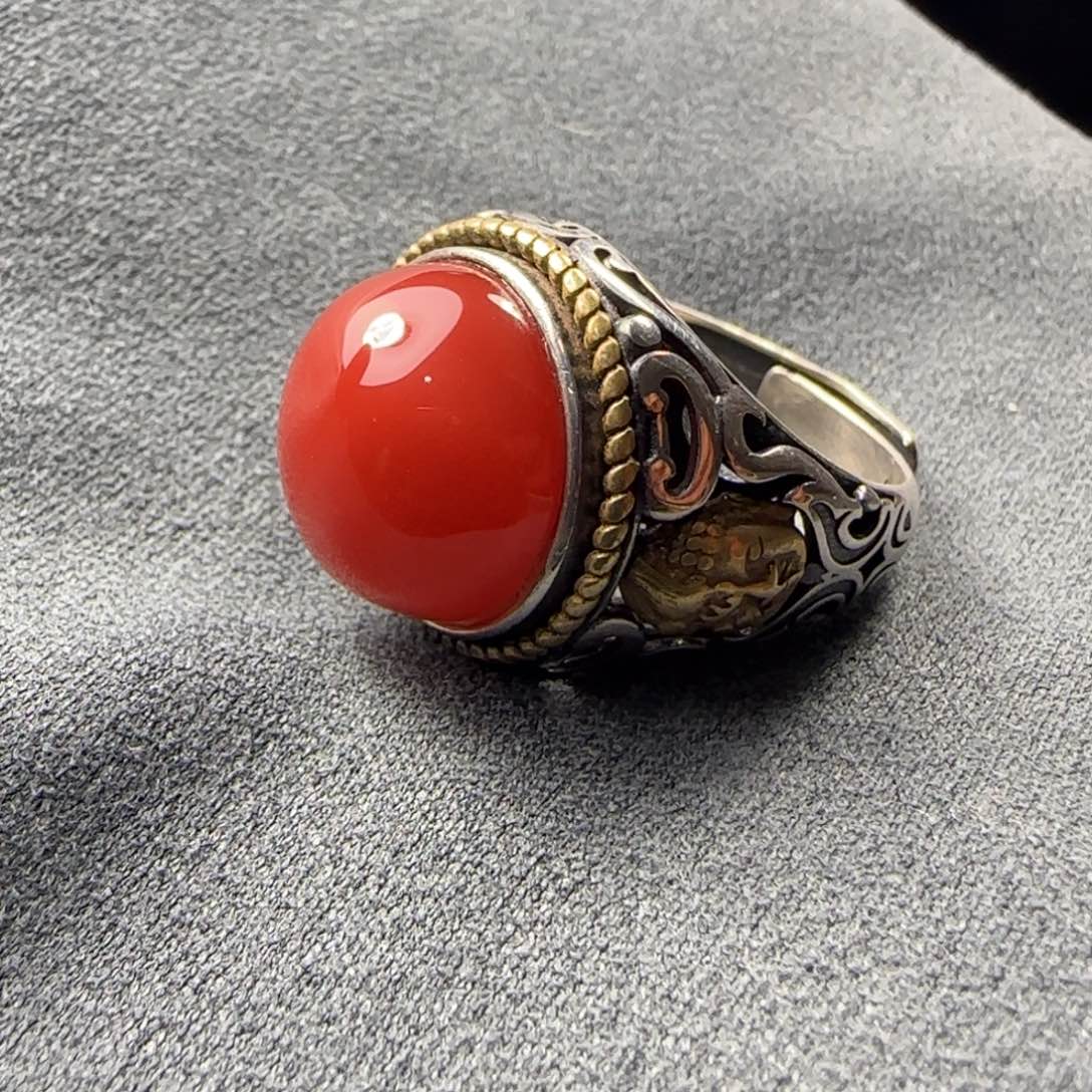 南红玛瑙未镶嵌男戒