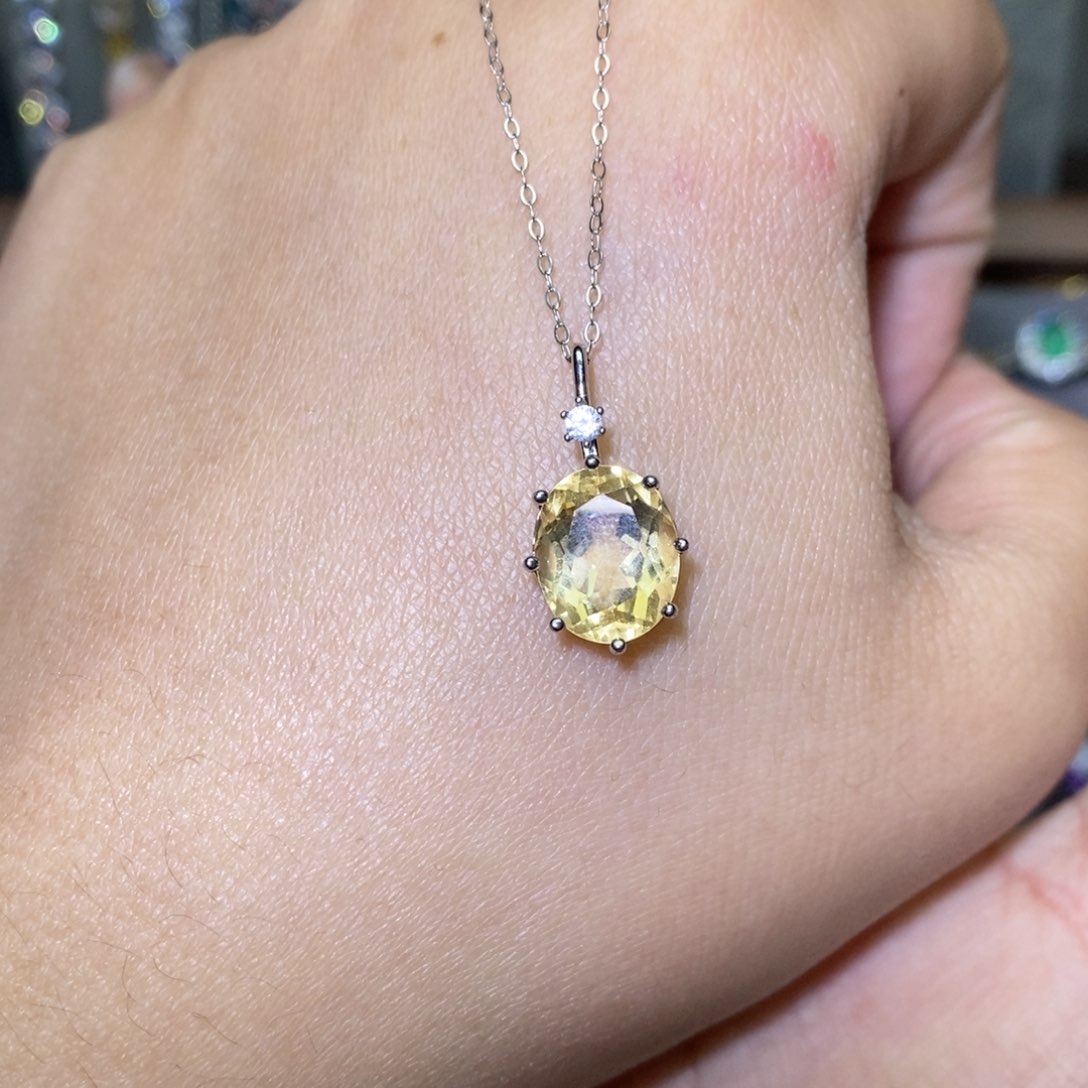 黄晶吊坠(赠链)银S925镶嵌