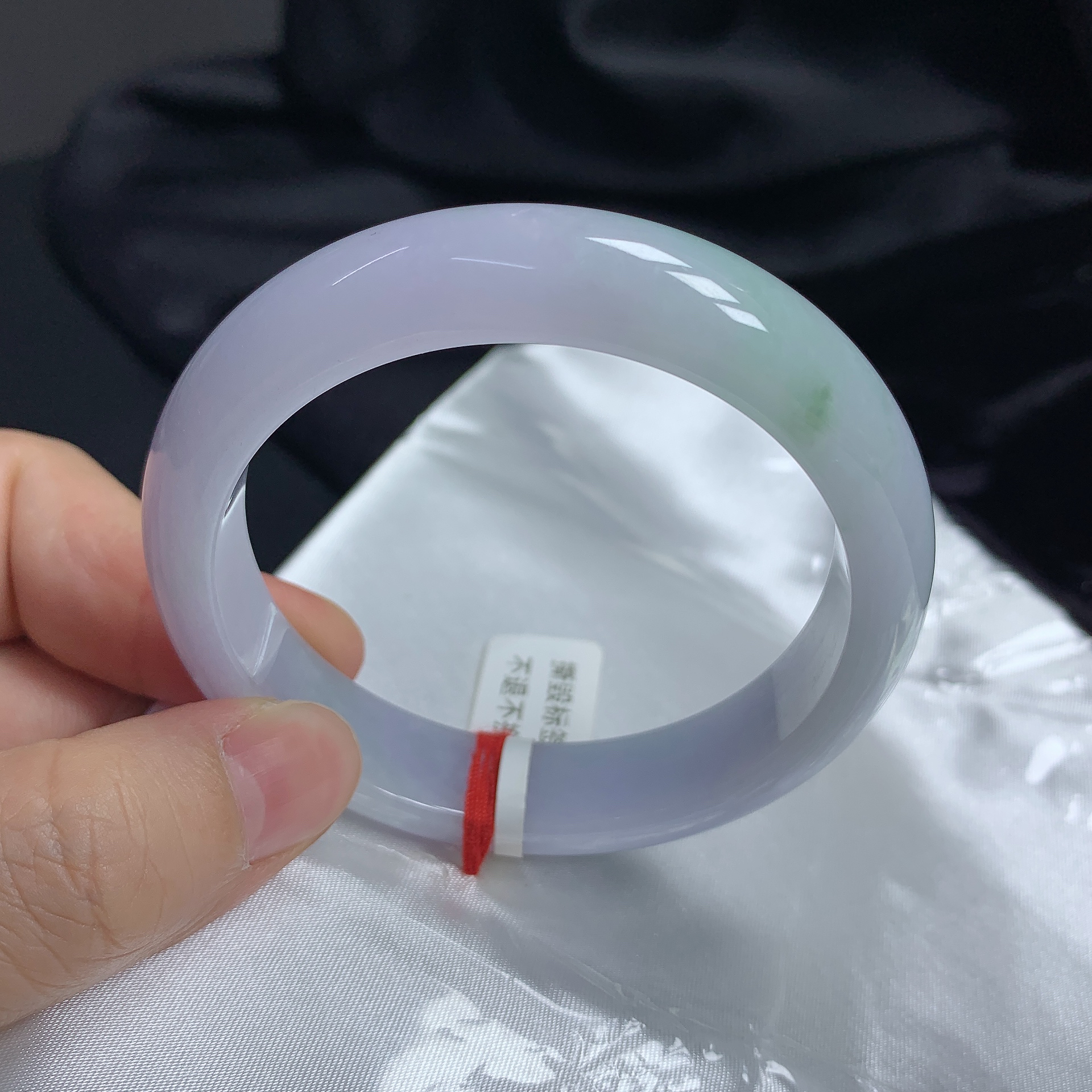 57正圈冰润春彩缅甸天然翡翠A货手镯少女时尚百搭平安玉镯无纹裂