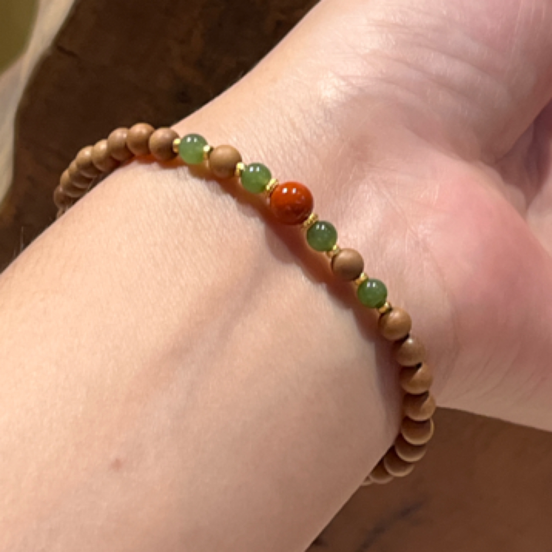 印度正区老山檀4mm圆珠单圈手串【焦糖香】