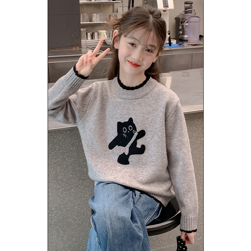 女童毛衣秋冬款2025新款洋气儿童冬装加厚针织打底衫大童毛衣7883