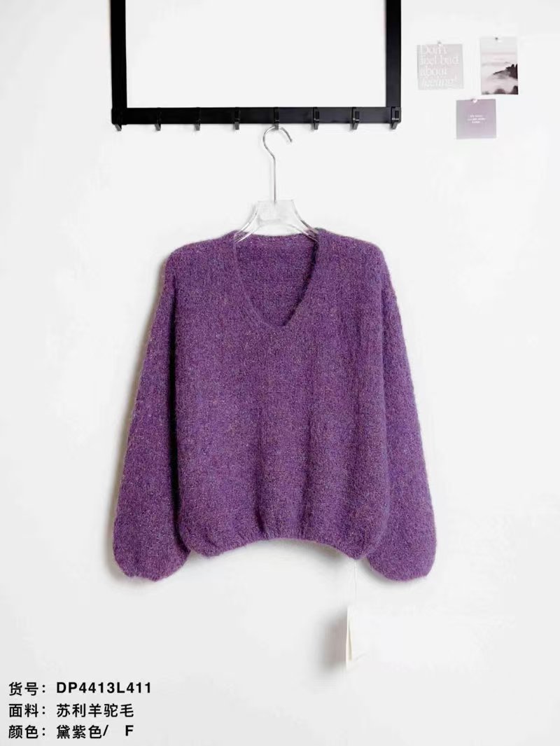 【慵懒简约毛衣】羊驼毛长袖毛衣高级休闲宽松针织衫上衣19652(411)