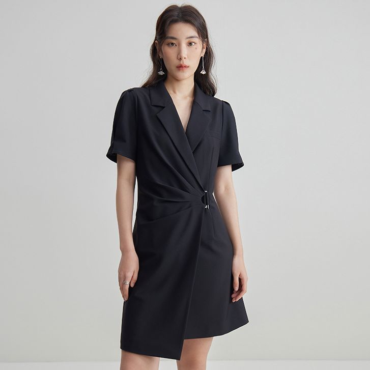 【粉丝】独束微胖M大码女装气质时尚百搭法式高级西装显瘦连衣裙24D