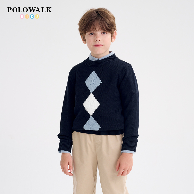 POLOWALK新品儿童毛衫半高领线衫男童毛衣AMRW432C1191