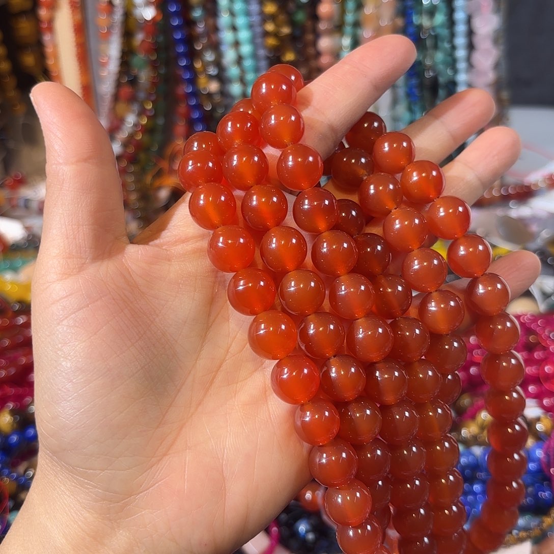 玛瑙/玉髓未镶嵌珠宝半成品红玛瑙卡12一条