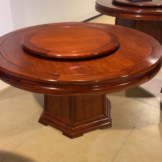 紫檀木类家具華缅花圆餐桌9件套