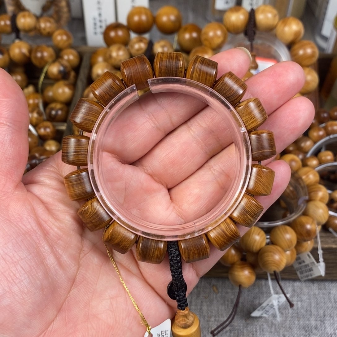 柏木（崖柏）手串/手链1.2桶珠黑油骨料微瑕