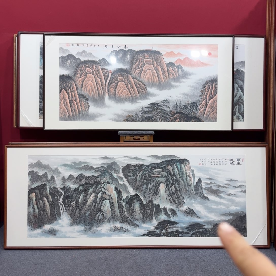 国画手绘作品带框210成80