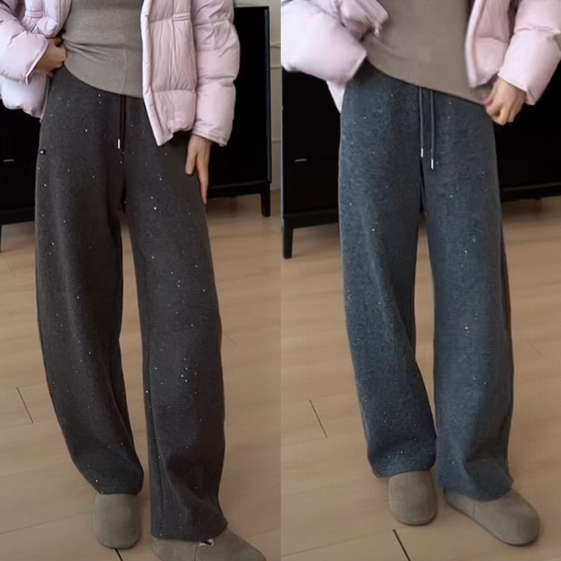 【YHH】冬季休闲时尚百搭显瘦亮闪闪弯刀裤-YHK50478
