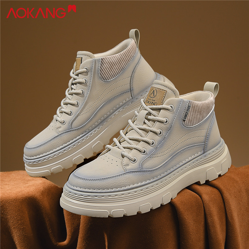 奥康2025冬季官方正品户男士外增高防滑休闲厚底马丁靴时尚男鞋