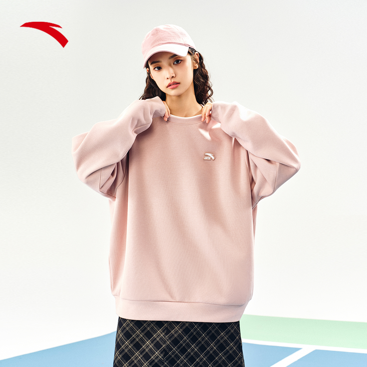 安踏运动卫衣男女同款新款加绒保暖上衣套头衫情侣款972448711