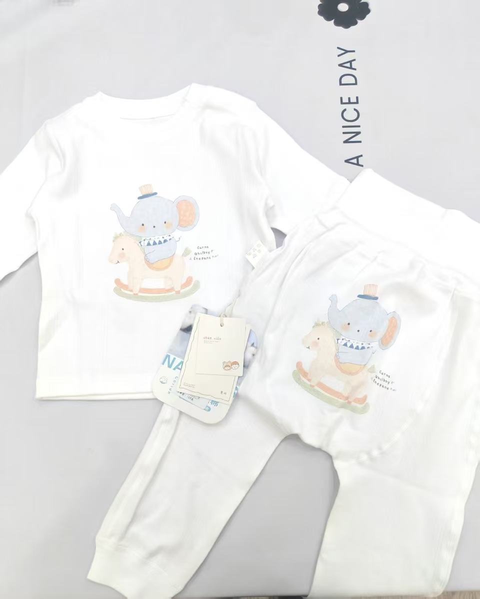 晨晓-【91801木马小象】舒绒棉高腰肩扣家居服套装