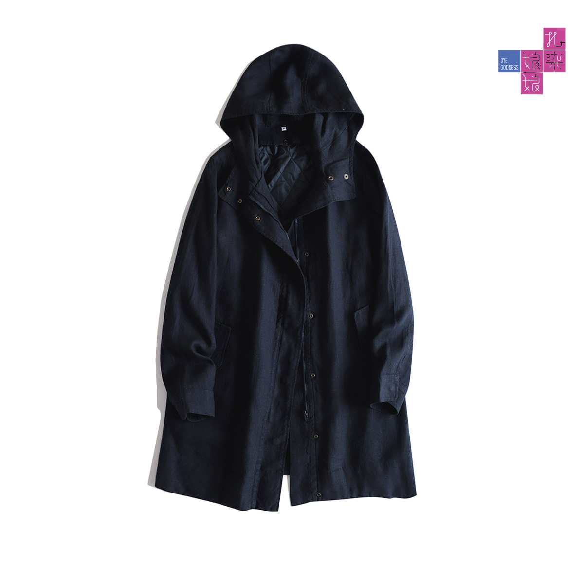 ZIR ZHIZAO||原单出口外贸连帽中长款休闲春秋潮搭色织亚麻风衣