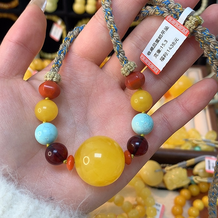 琥珀手链未镶嵌蜜蜡吊坠项链