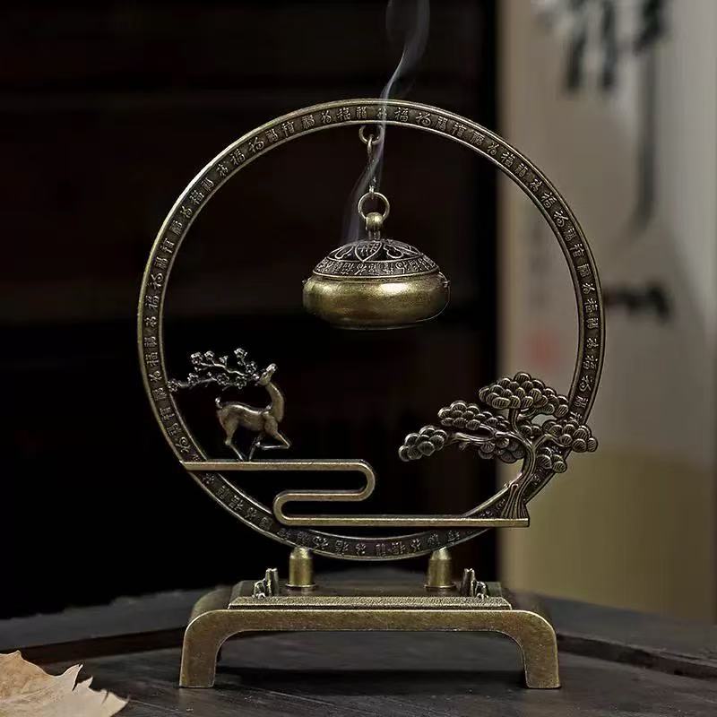 秋香茶具 创意一鹿前行小香炉桌面茶具摆件-6683