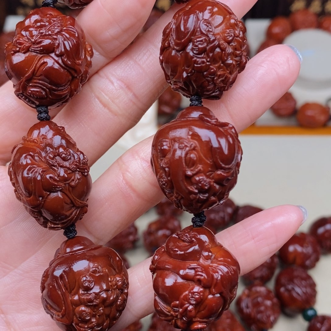 橄榄核把件泓**球五子弥勒