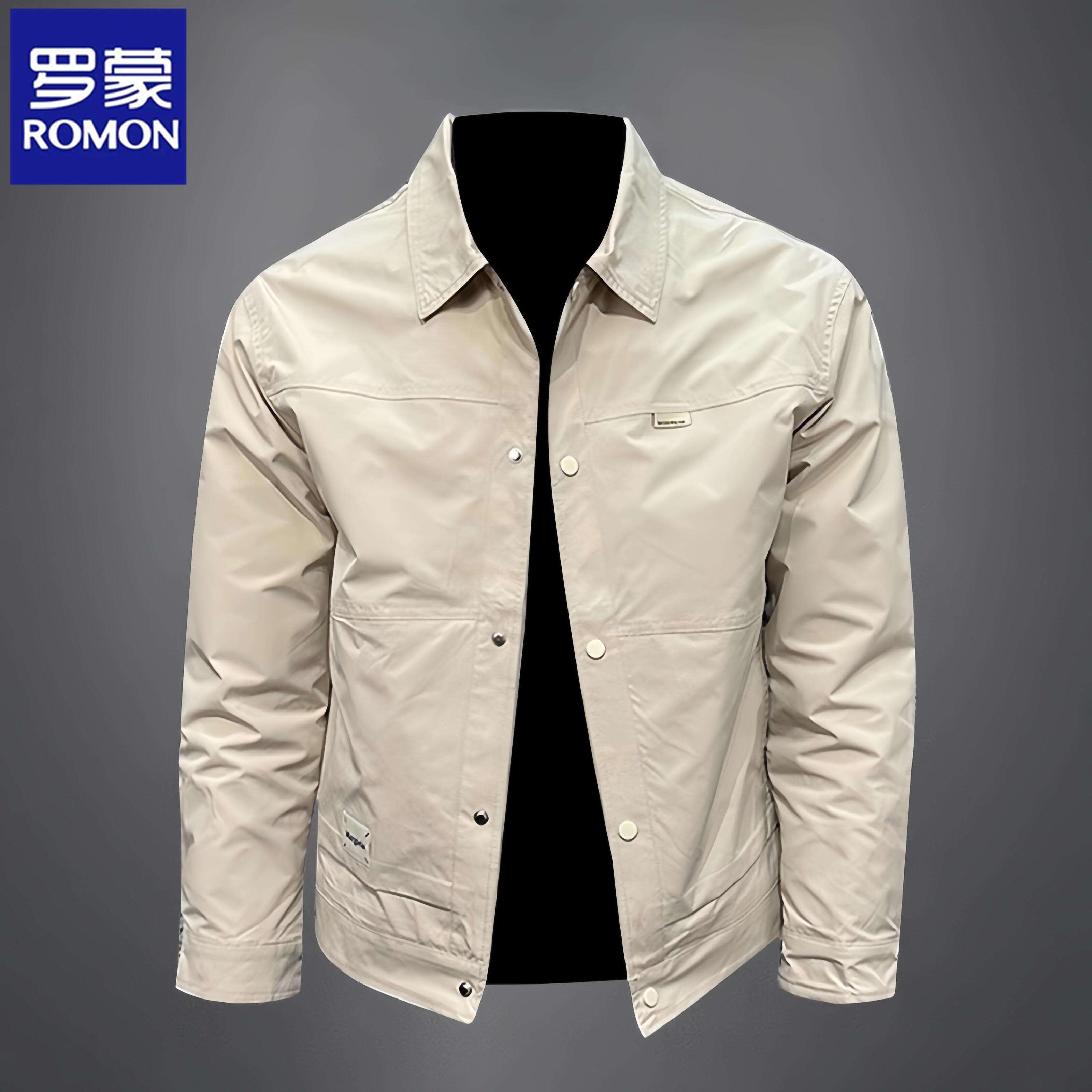 Romon/罗蒙春秋季新款潮牌百搭男士休闲夹克薄款上衣修身韩版外套