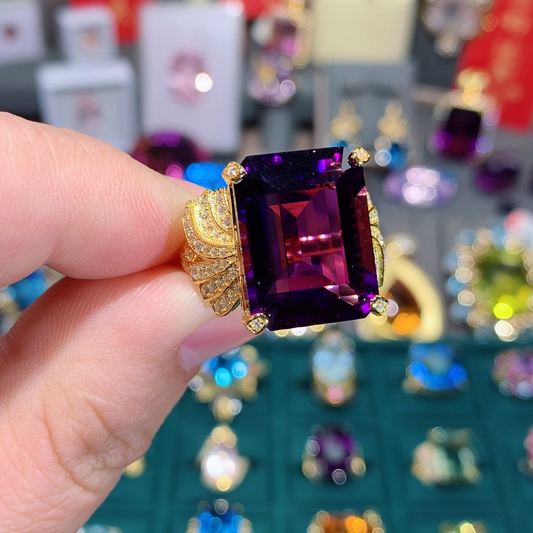 水晶戒指银S925镶嵌戒指