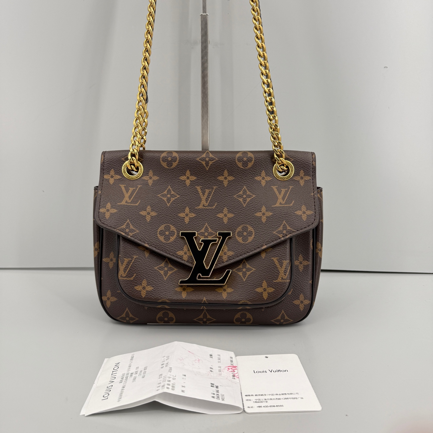 95新 LouisVuitton/路易威登 优选/Passy老花邮差包带票/23×17×9
