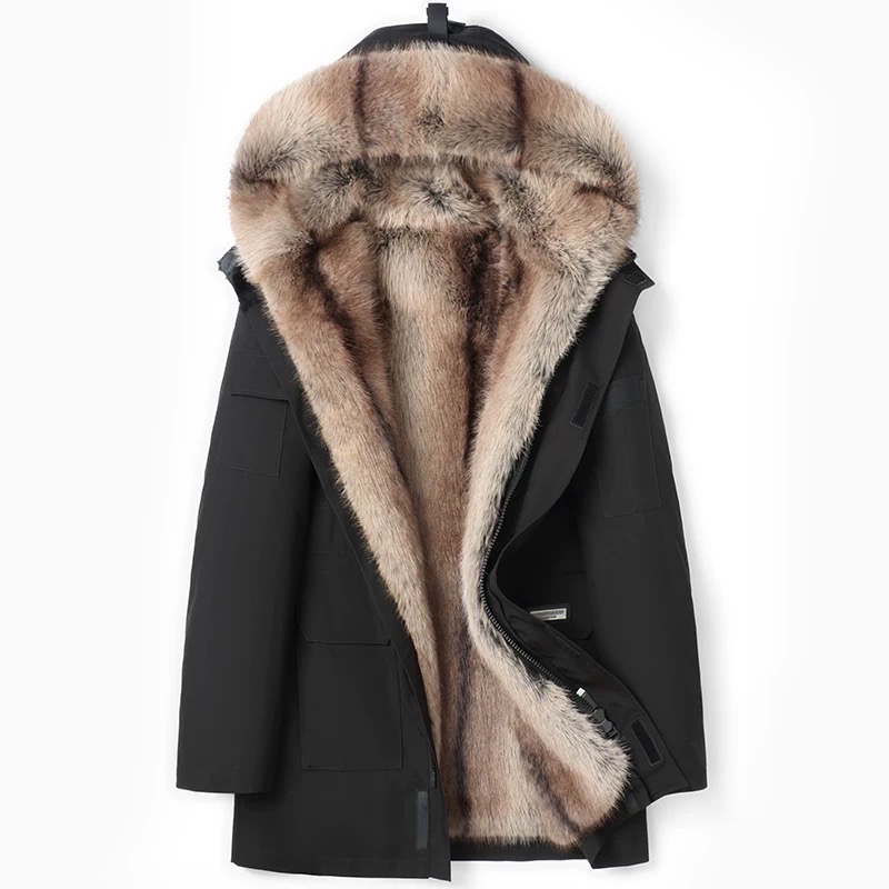 男装秋冬保暖派克服男士时尚休闲连帽中长款冬季可脱卸