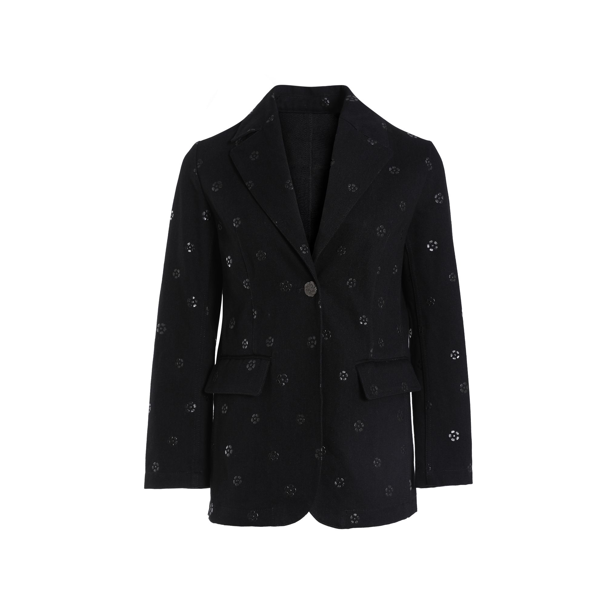 潮流翻领牛仔长款西装外套时尚休闲0087