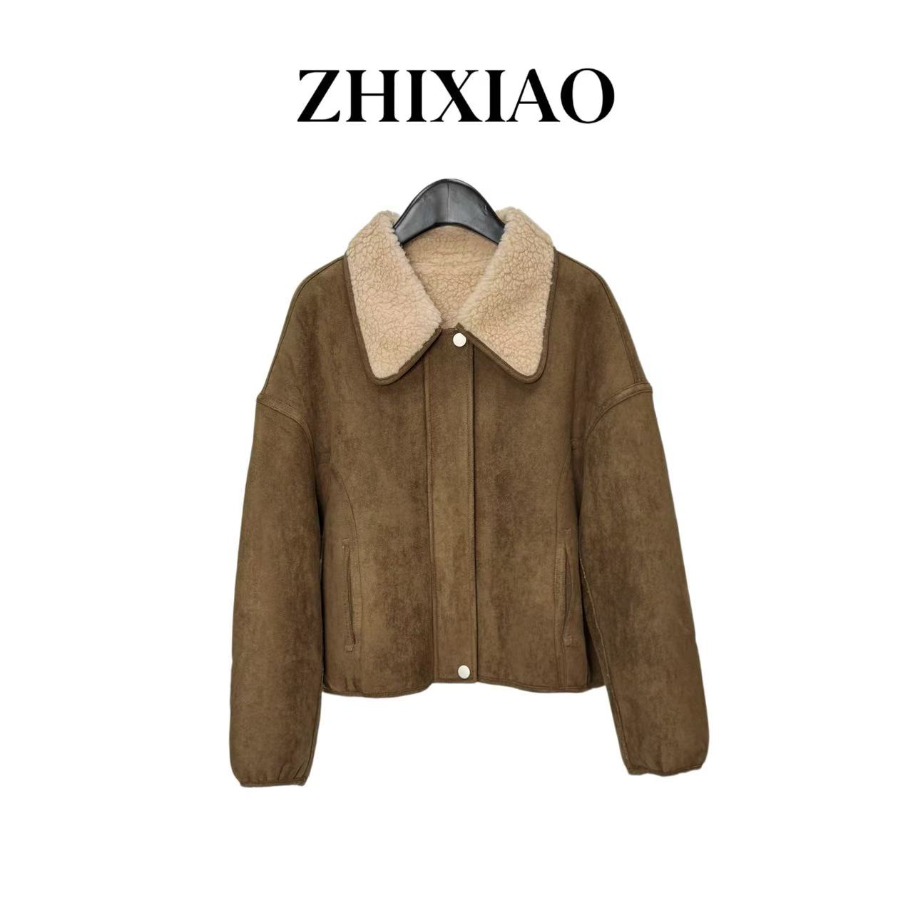 【ZHIXIAO】秋冬新款：毛领拉链外套2573