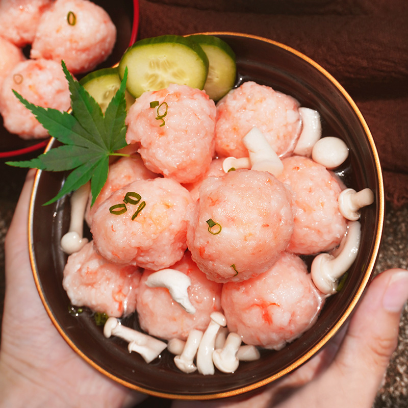 大洋世家 95%虾肉含量 新鲜鲜美虾滑 饱满煲汤火锅食品 顺丰冷链