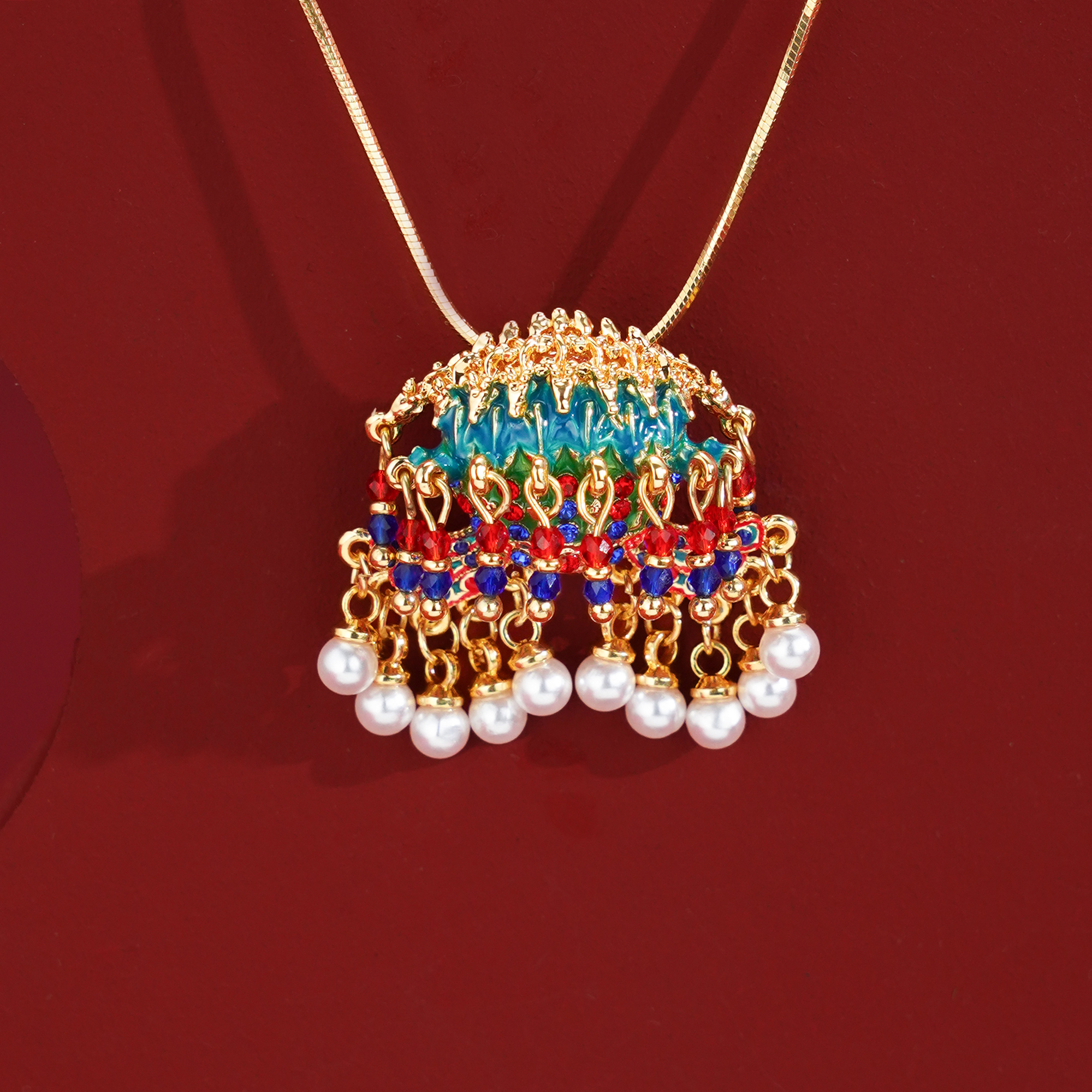 铜合金项链 九龙九凤锁骨链新中式国风高档轻奢项链新款2025饰品