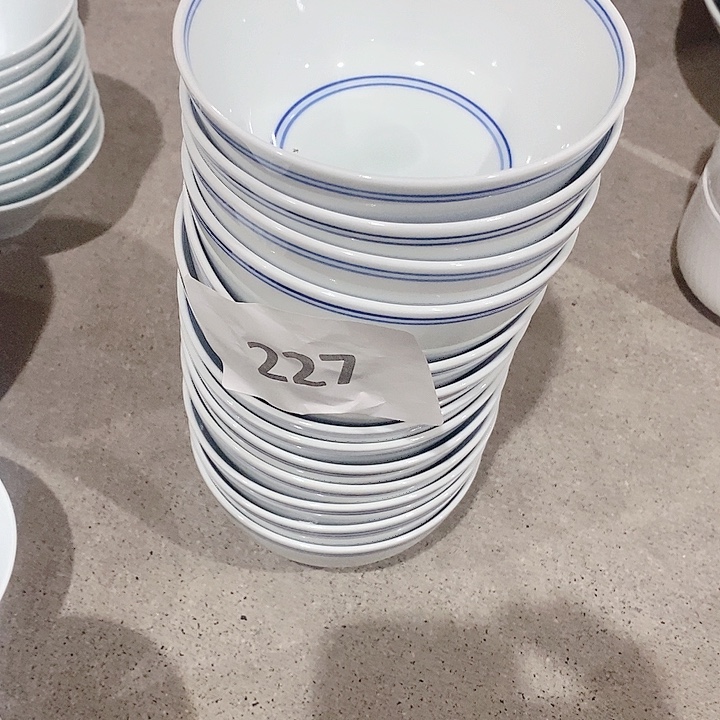 白瓷227号蓝边碗5寸碗13个装