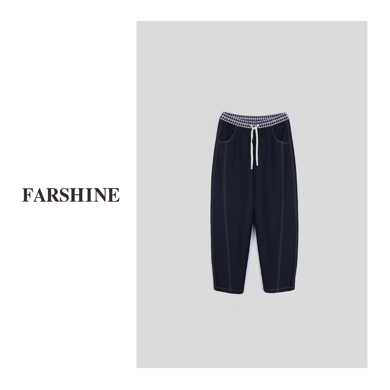 女直筒裤休闲裤女款裤设计师水洗直筒印花牛仔裤  ZGQ6K2983-B15