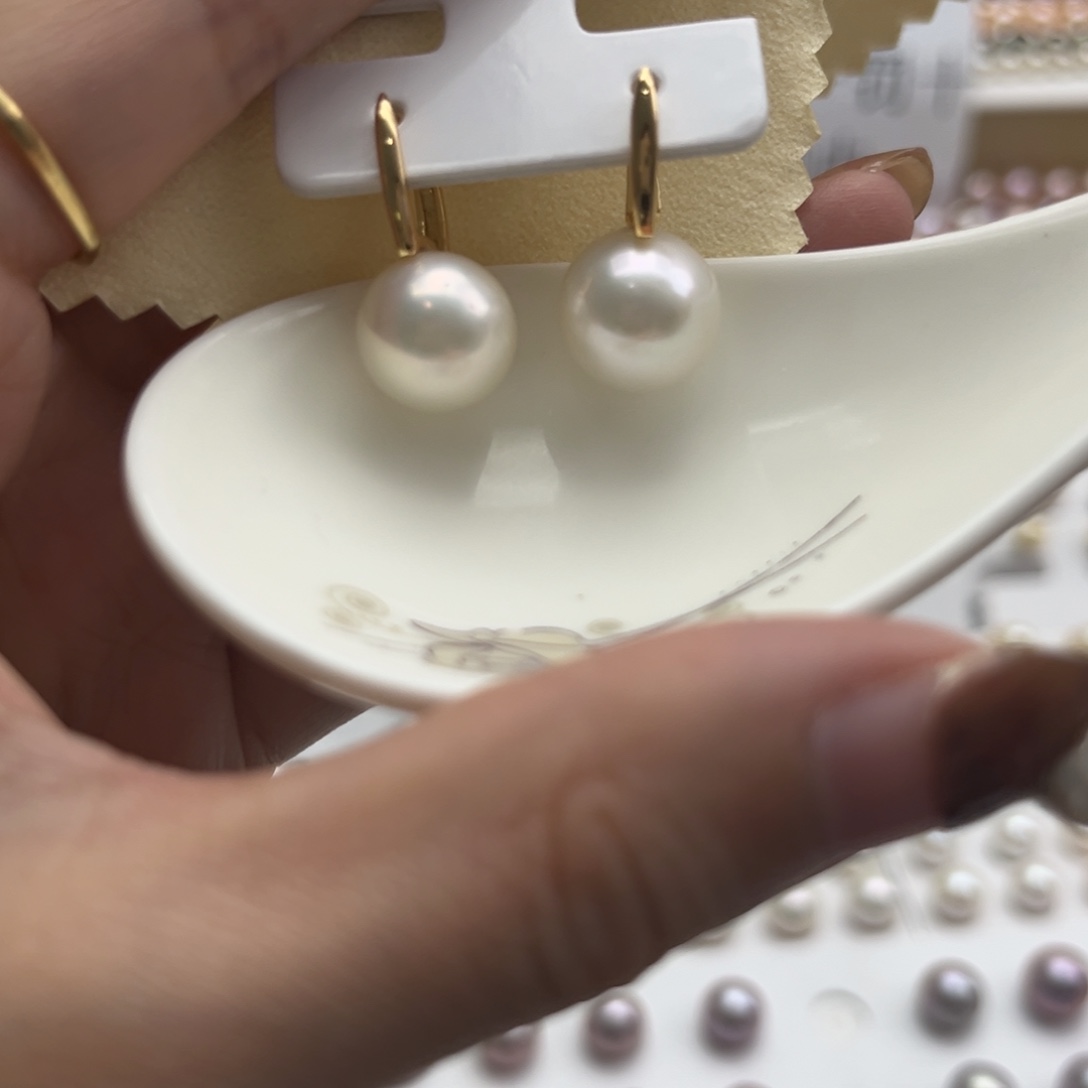 银S925镶嵌淡水珍珠耳饰