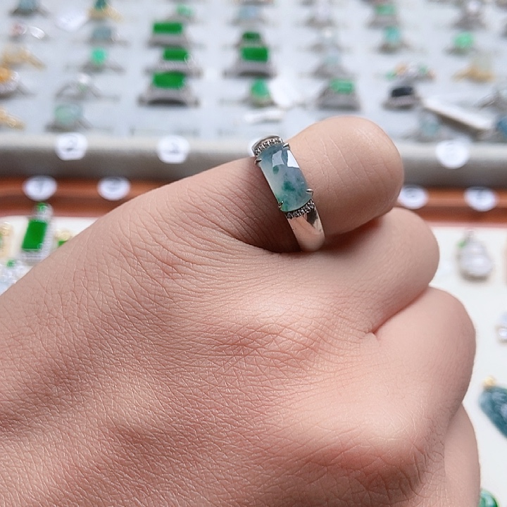 翡翠银S925镶嵌戒指