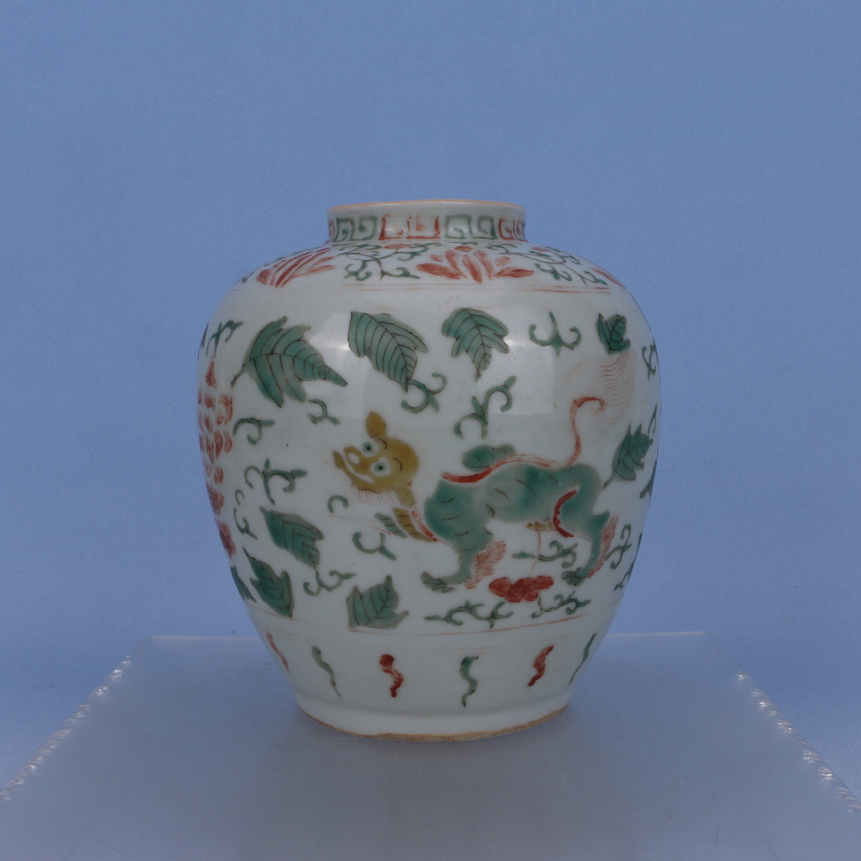 185  明晚期   红绿彩罐