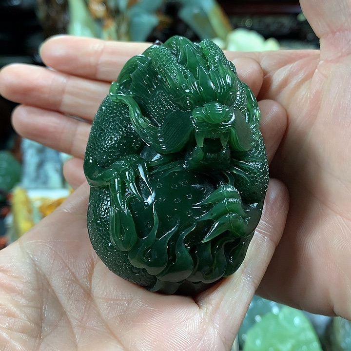 蛇纹石玉手把件未镶嵌竹*