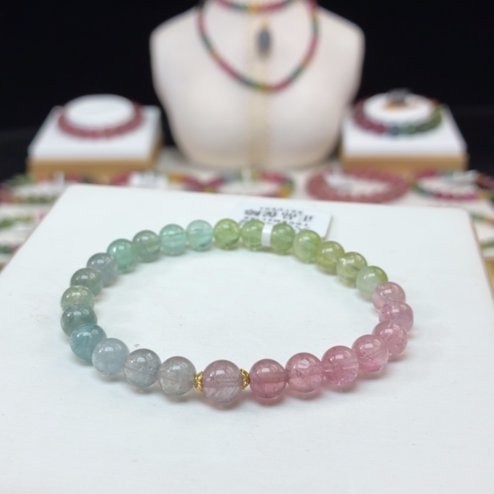 碧玺手链未镶嵌6.8mm±