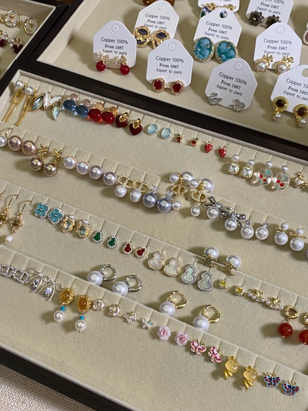 铜合金耳饰 《秋冬合集》2025新款气质百搭方糖珠珠耳饰耳钉