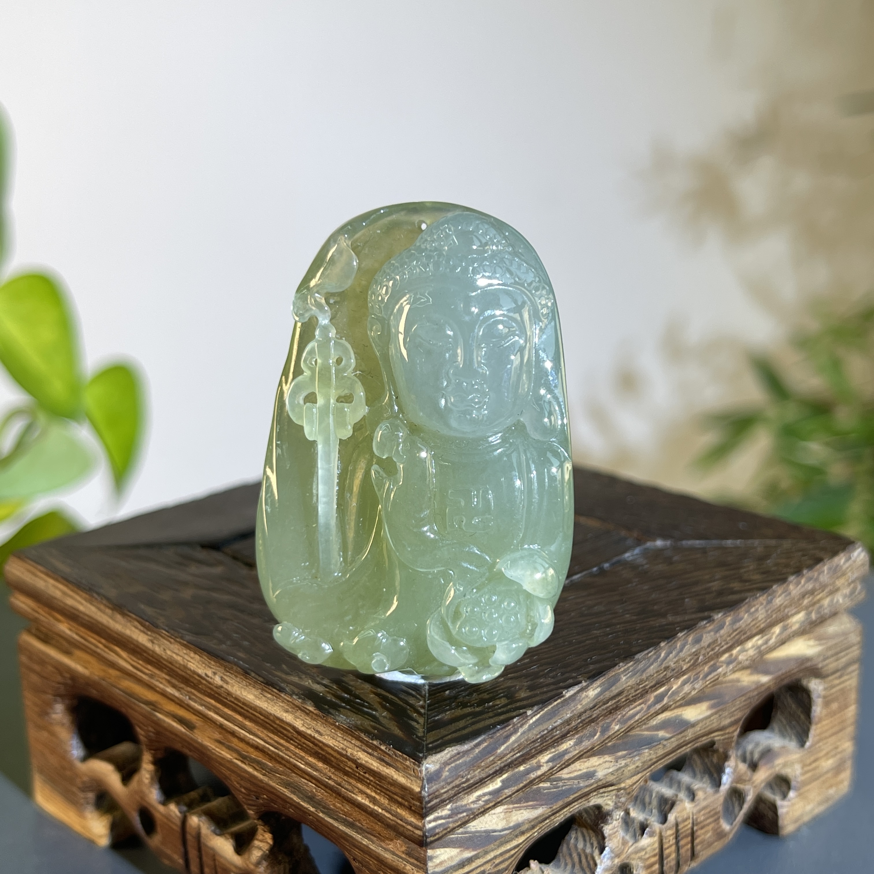 JXW09-118 天然翡翠缅甸A货 花开见佛