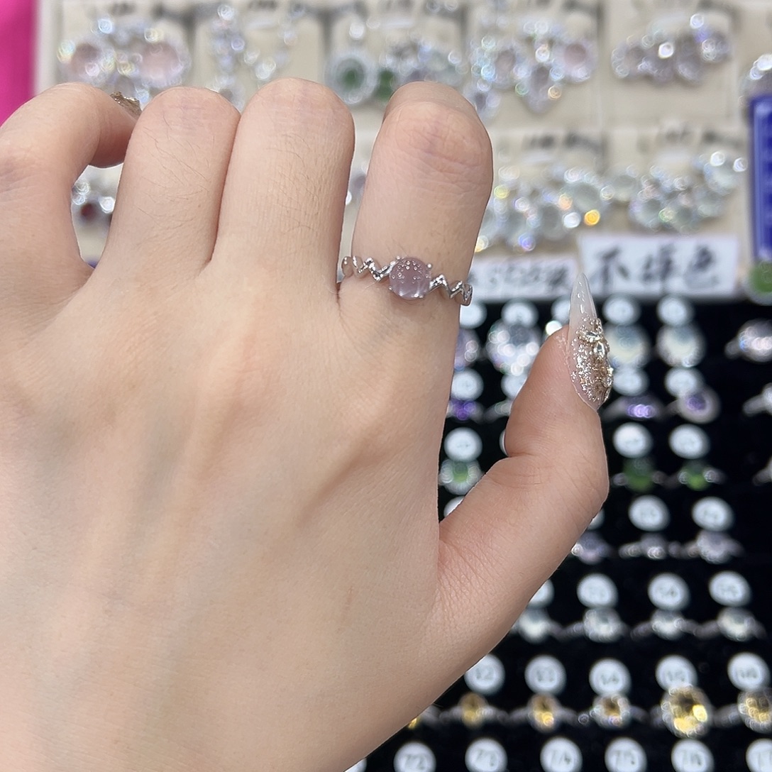 戒指芙蓉石银S925镶嵌