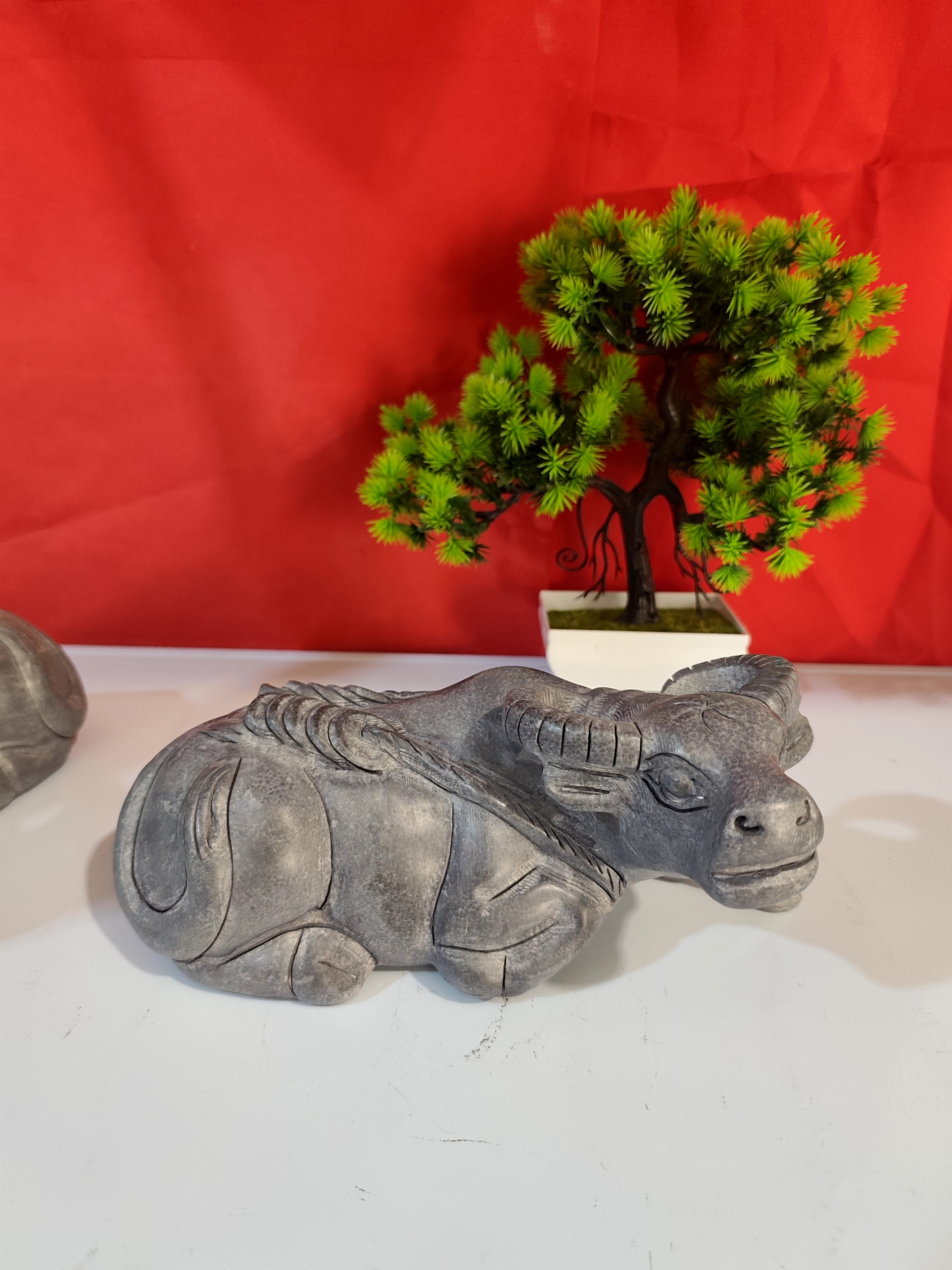 嘉祥石雕青石卧牛摆件石雕牛生肖水牛石牛天然石材雕刻石头金钱牛