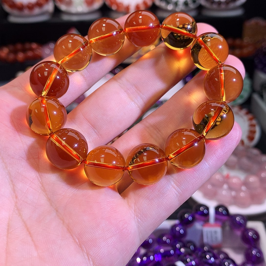 水晶未镶嵌手链巴西老矿料金红黄水晶14.5+