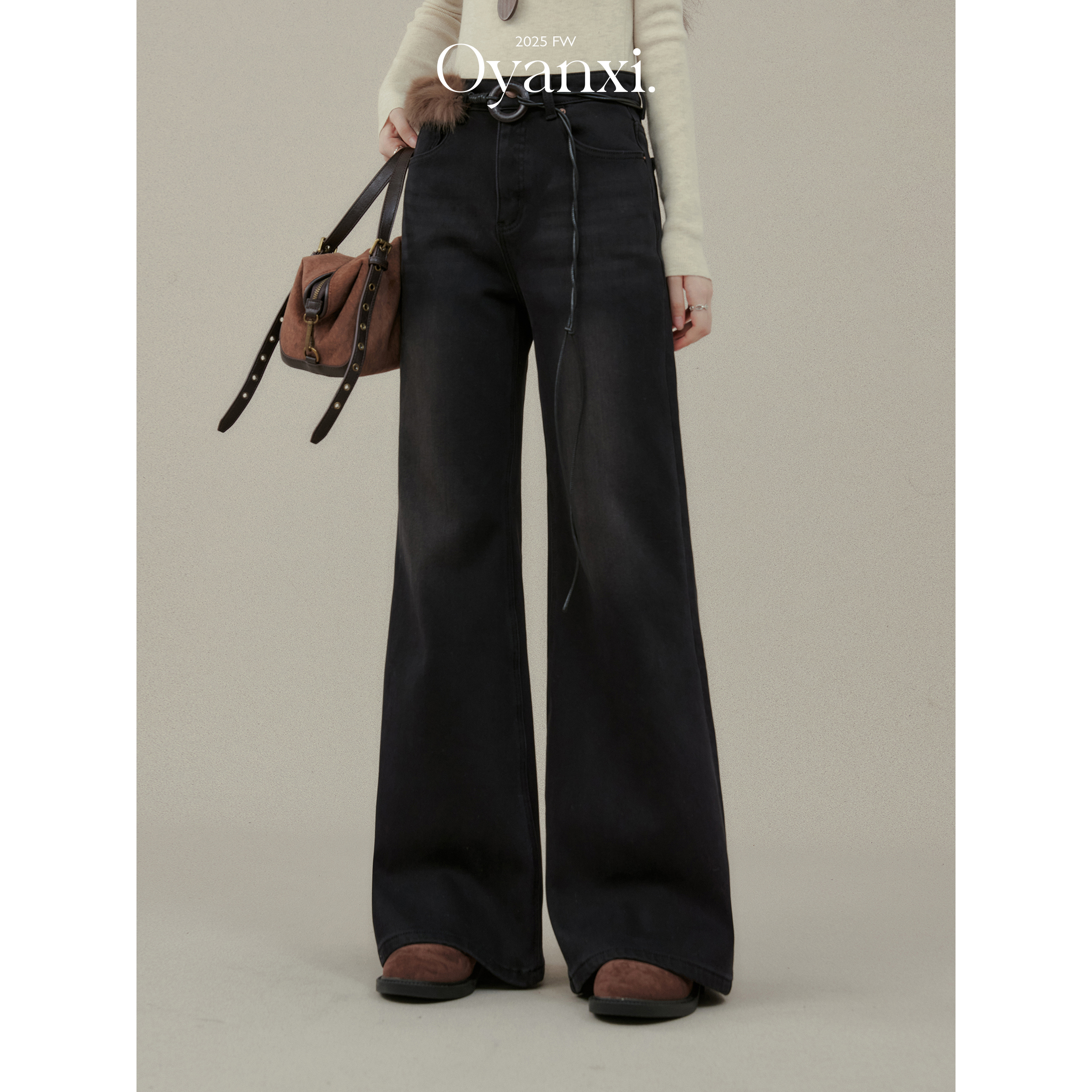 欧阳喜【比例腿精】秋冬时尚感高腰百搭显瘦牛仔微喇裤