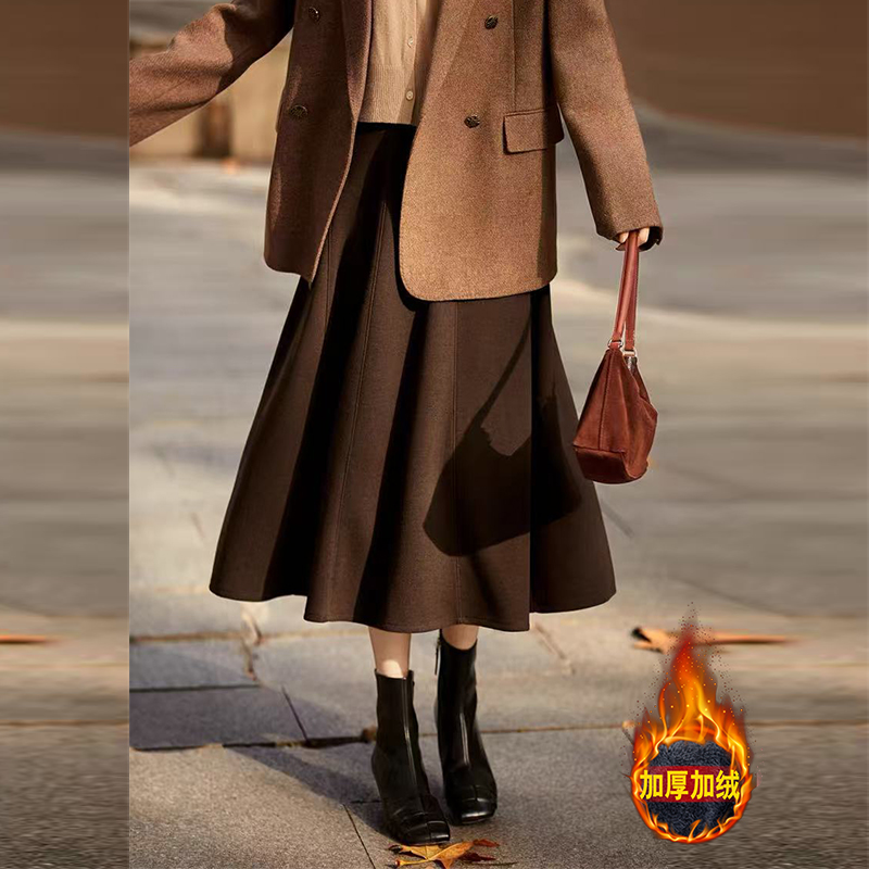 三个长度【加绒加厚+醋酸羊绒】高品质半身裙伞裙八片立体a字裙秋冬