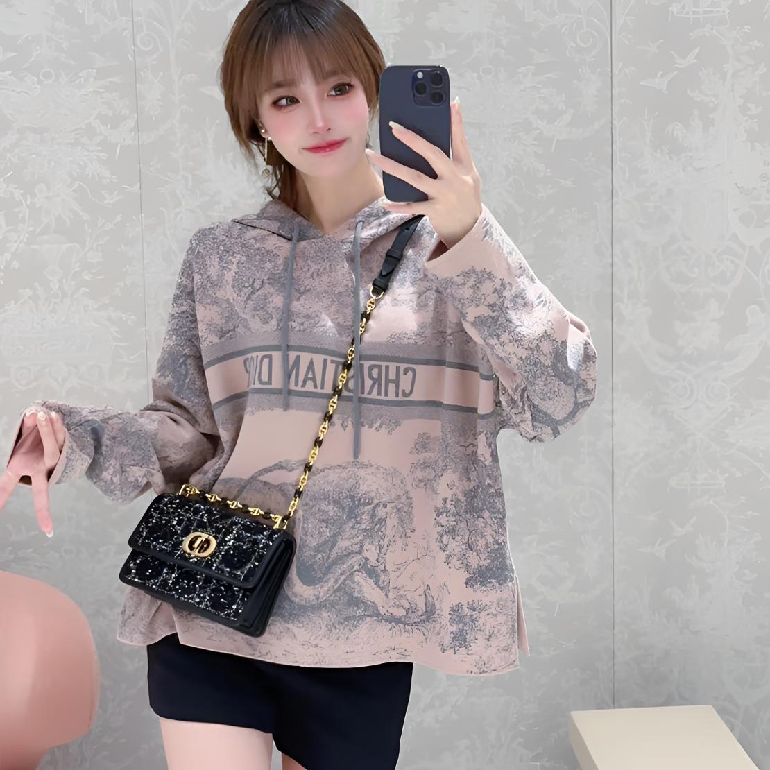 未使用 DIOR/迪奥 003086 丛林动物系列针织套头卫衣 S码 