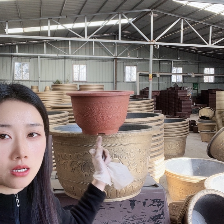 砖红色圆形40花盆4个有孔