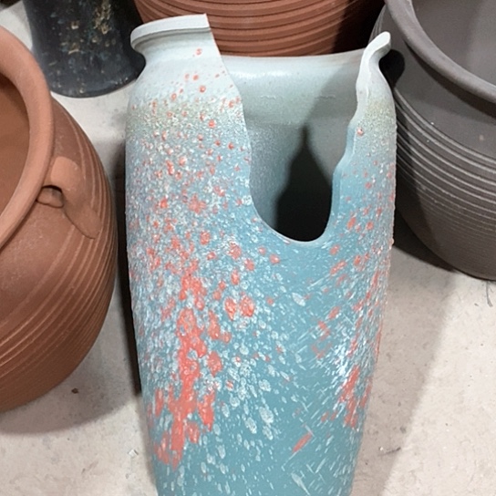 紫砂花盆口20高度36缺口蓝